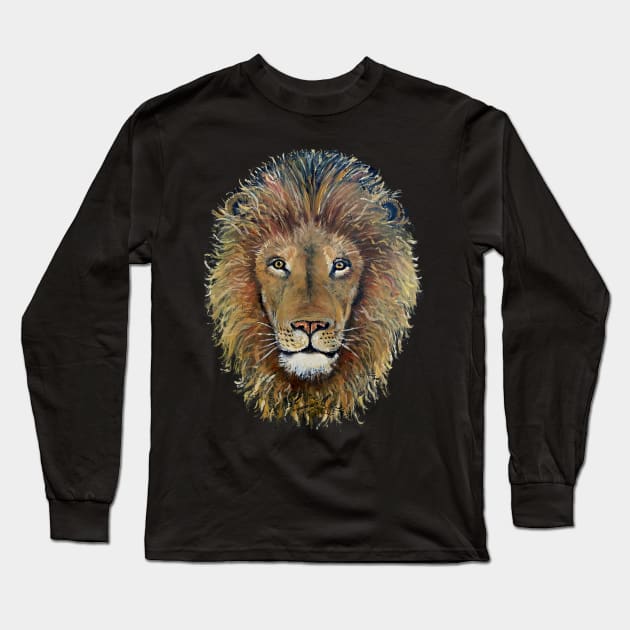 LEO LION Handsome Lion Face Long Sleeve T-Shirt by ArtisticEnvironments